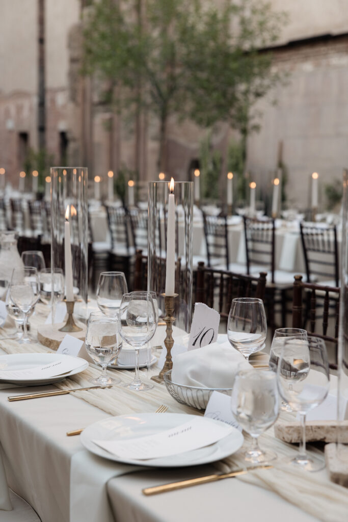 Luxury wedding photography showing reception tablescape details at Arizona venue