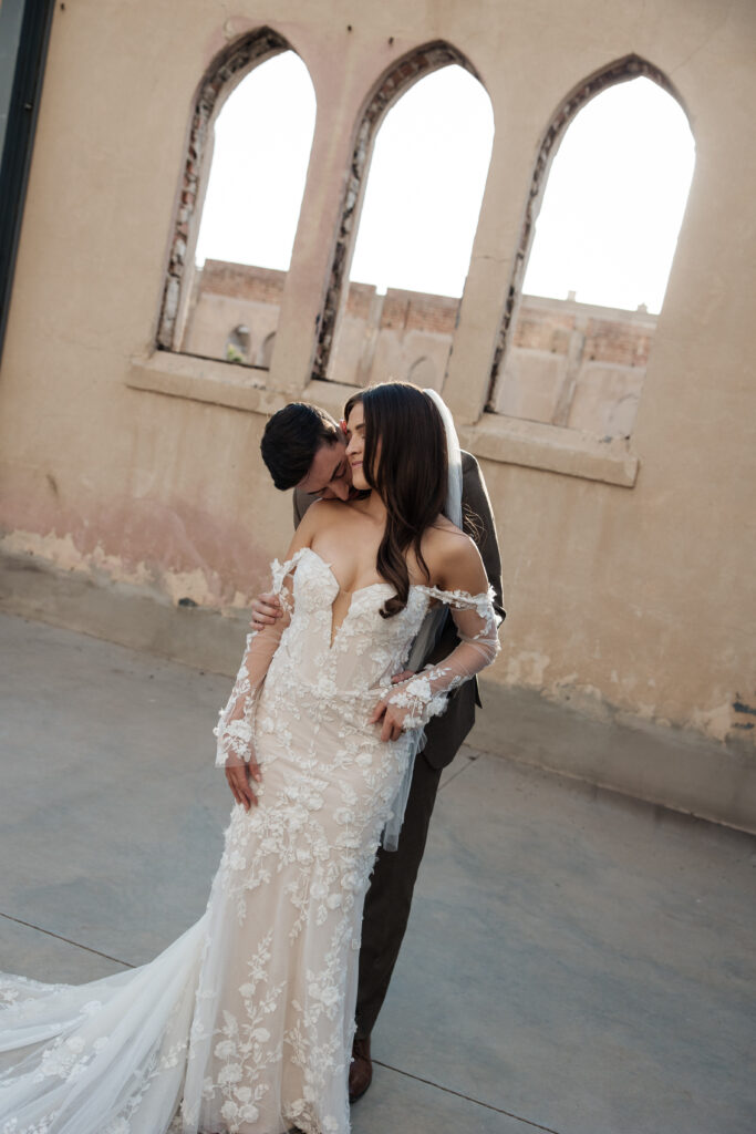 Romantics and sun set photos of bride and groom. 