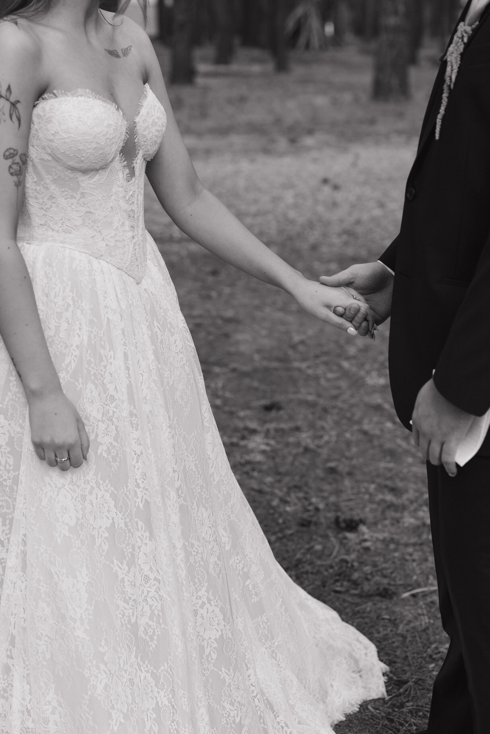 Timeless images of first look at Flagstaff Arizona wedding Nordic Village