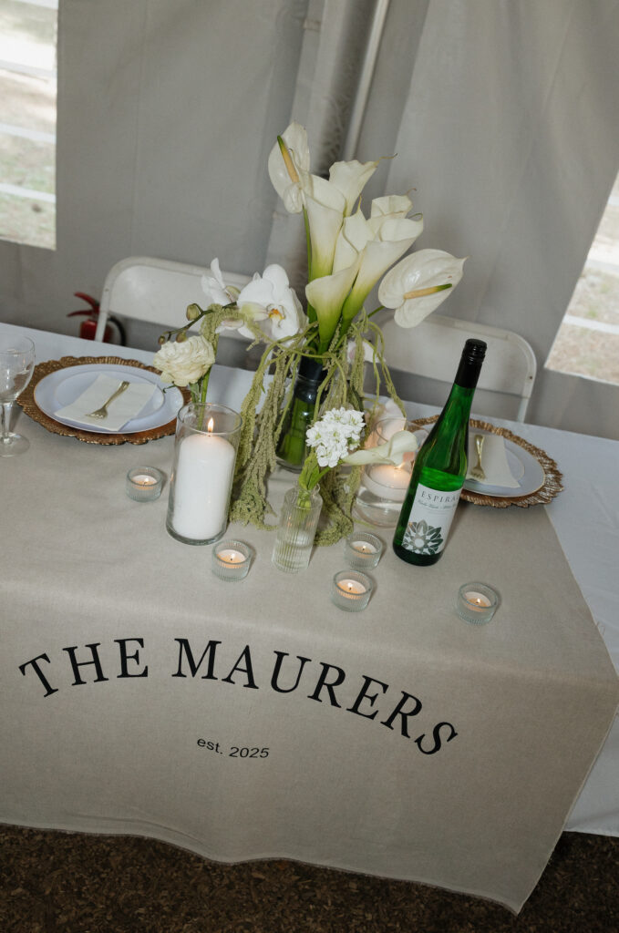 Candid moments of bride and groom with wedding guests in Flagstaff Arizona.