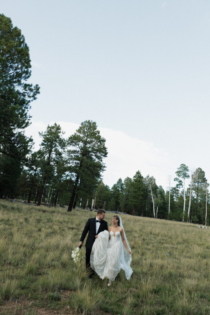 Elegant bride ad groom portraits timeless Flagstaff Arizona wedding at Nordic Village