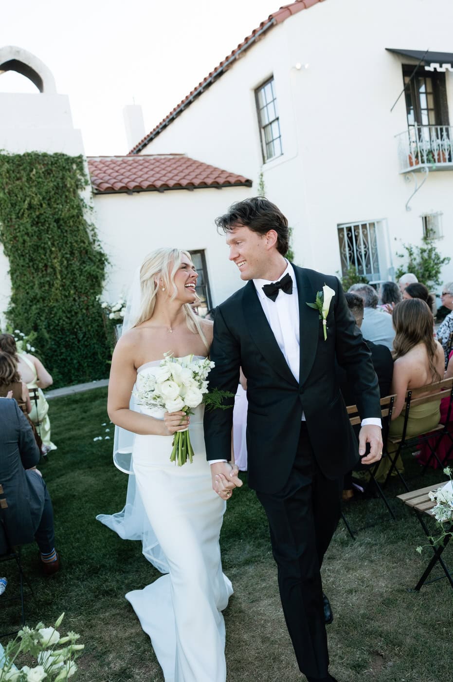 Bride and groom during ceremony at La Estancia Scottsdale Arizona Wedding