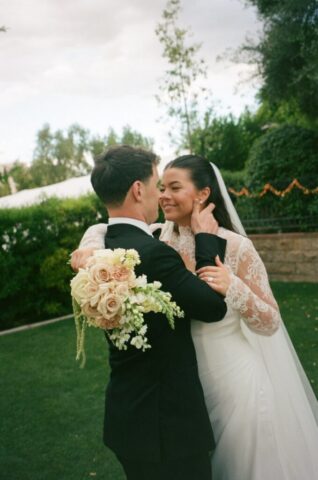 Bride and groom portraits on film at Stonebridge Manor